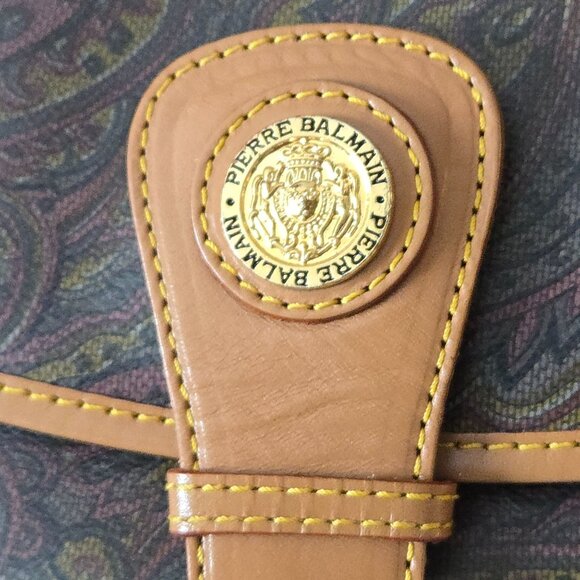 Pierre Balmain Paisley Leather Crossbody Bag Gold Logo Medallion Original Certif - Picture 2 of 10